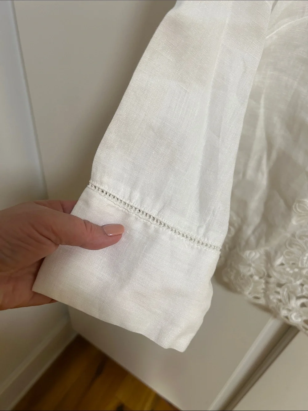 J. Crew White Embroidered Linen Blouse 2